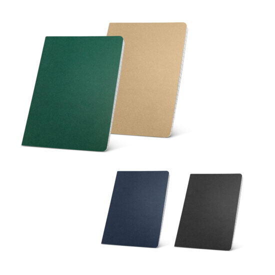 ECOWN. Caderno A5 de capa flexível em cartão kraft reciclado com 80 páginas pautadas recicladas