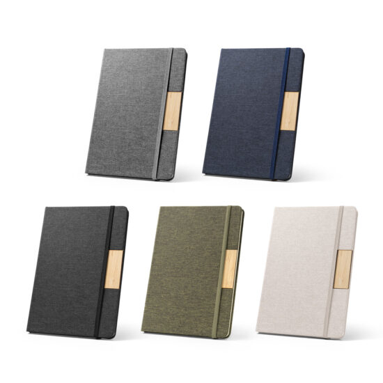 MÁRQUEZ. Caderno A5 de capa dura em tecido PET 100% reciclado com 160 páginas pautadas